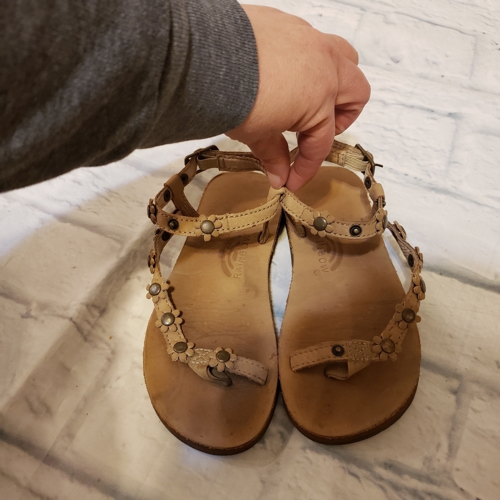 Rainbow GIRLS brown sandals flowers sz 11/12 summer